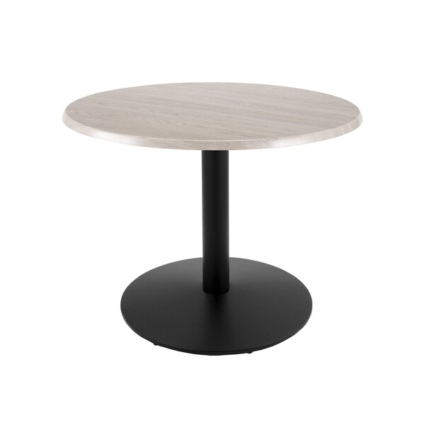 30" Tall OD214 Black Table Base 22" Diameter 30" Diameter White Ash Top by the HollBar Stool Co.